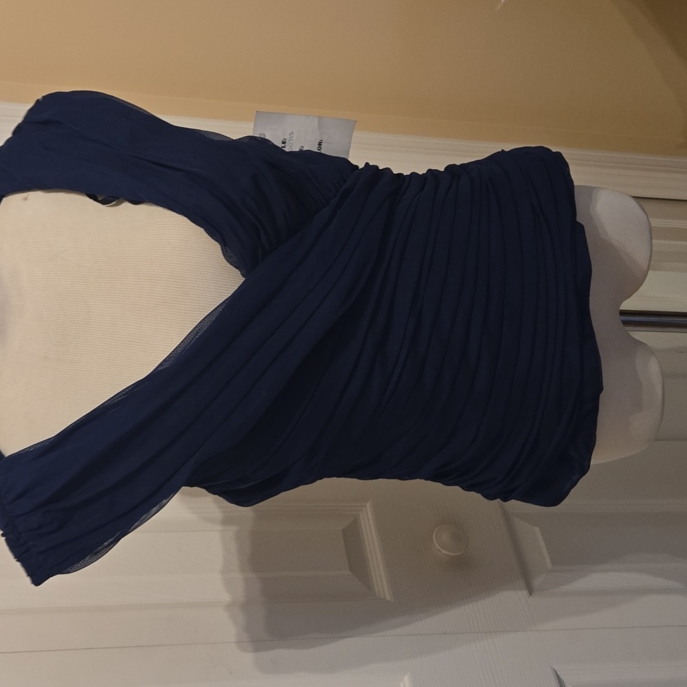 NWT LOUREA  Cocktail Navy Top With Zipper Sz XL